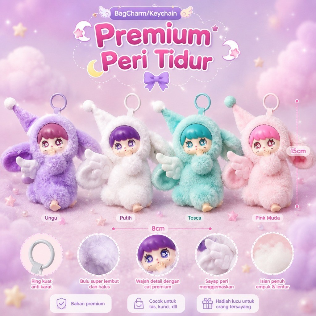 SLEEPING FAIRY DOLL BAGCHARM FREE BONEKA LUCU GANTUNGAN KUNCI BONEKA