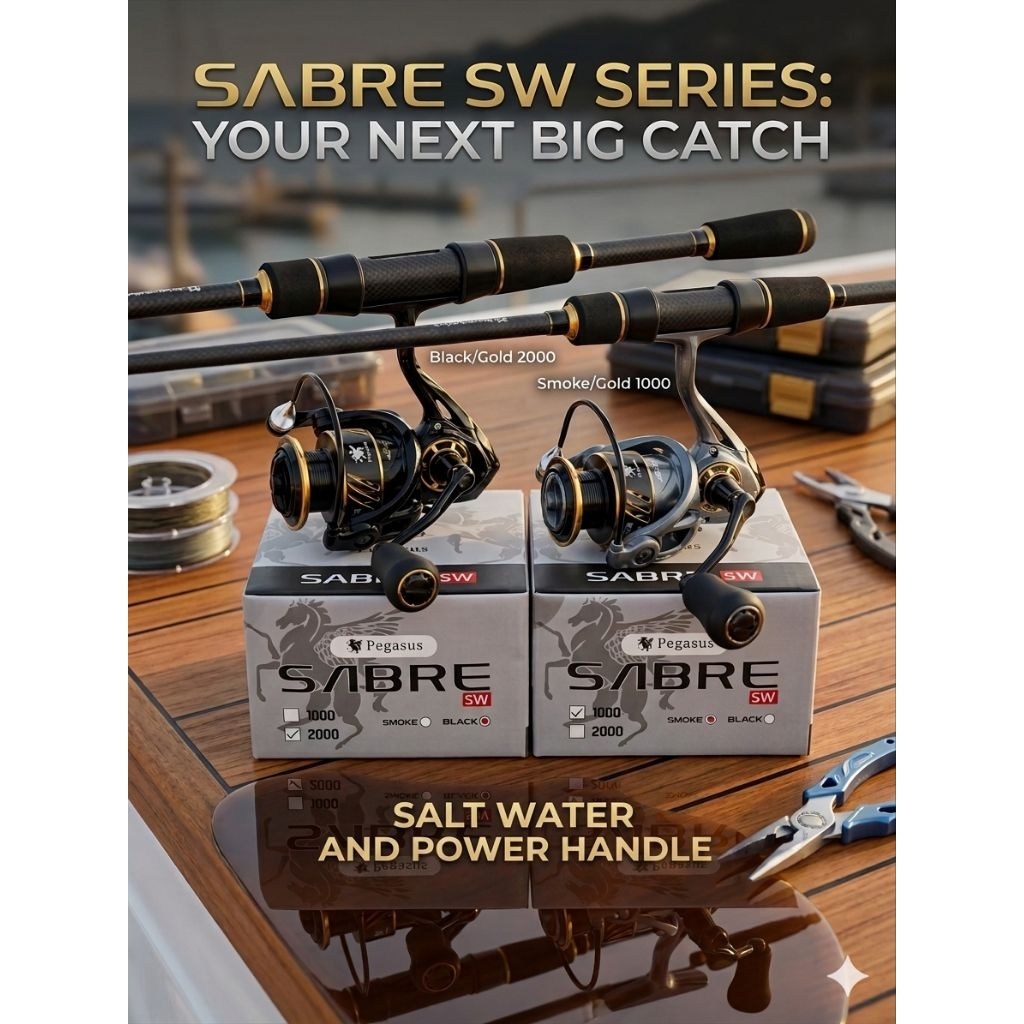 REEL PEGASUS ZABRE SALT WATER DAN POWER HANDLE ALUMINIUM  SPOLL GEAR RATIO 5.2.1 MAX DRAG 10KG