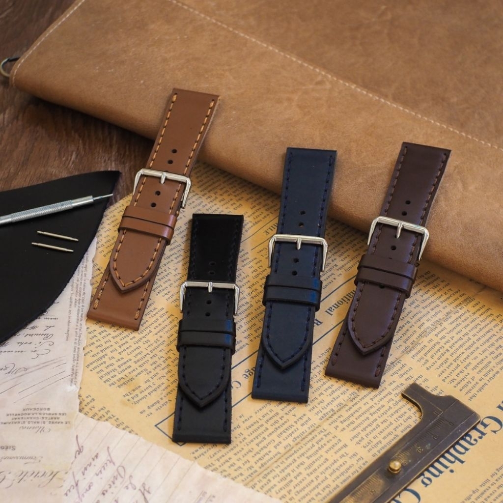 Custom Tali Jam Kulit Asli Strap Jam Tangan Kulit Handmade Leather Watch Strap 18 20 22 24 MM