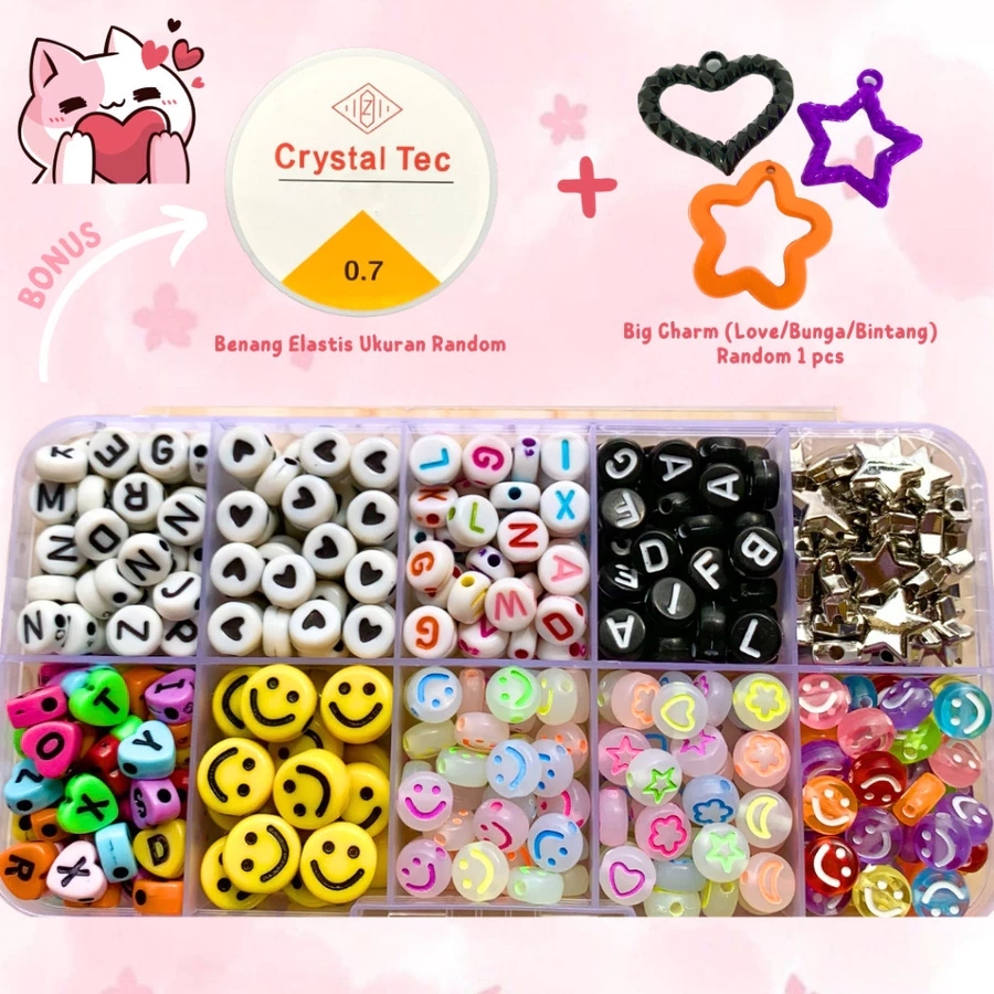 Manik Manik Set Aesthetic - 1 Set DIY Manik Manik - Manik Manik 1 Set Kotak Lengkap