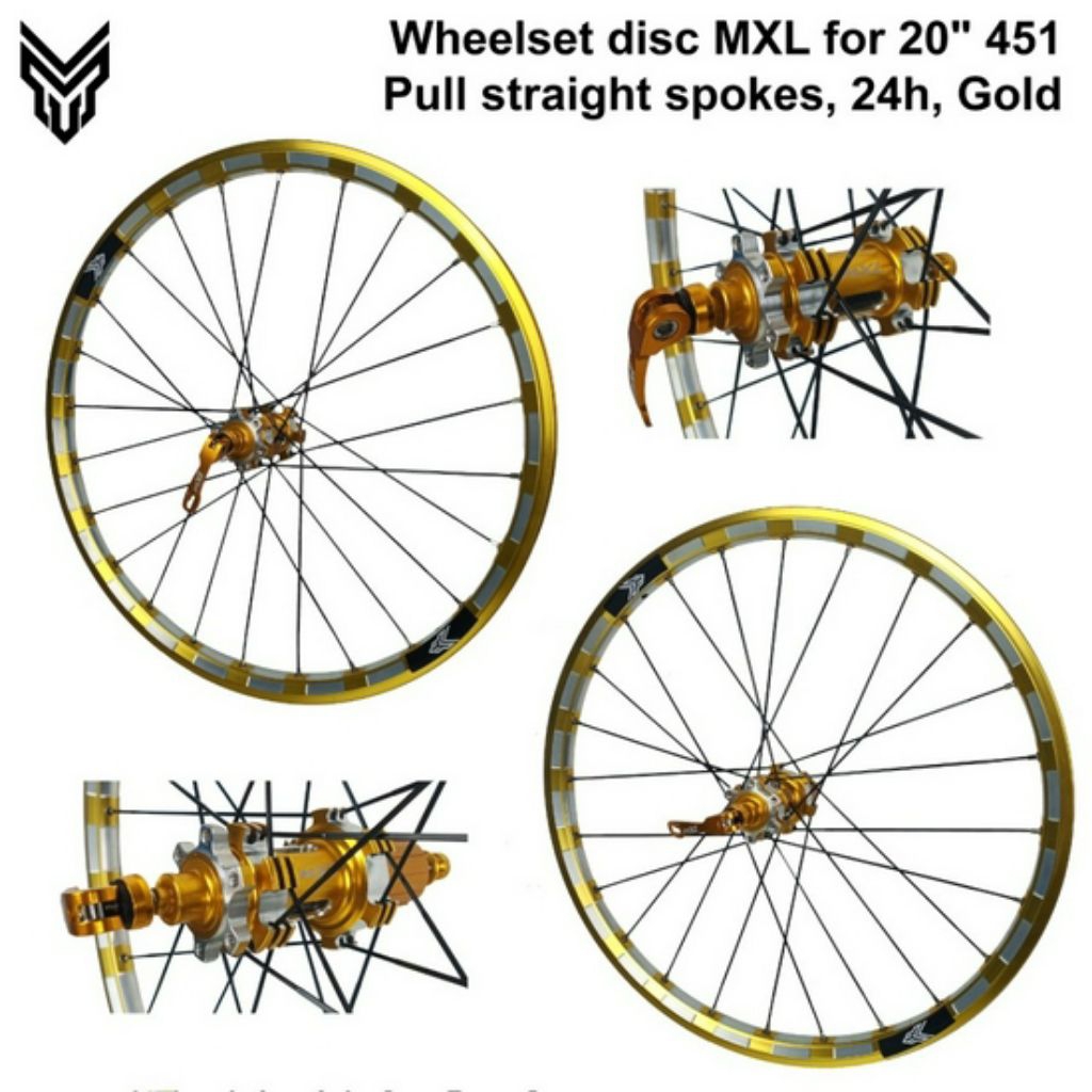 Wheelset MXL gold white 20-451 / 20+ discbrake bearing jangkrik keras
