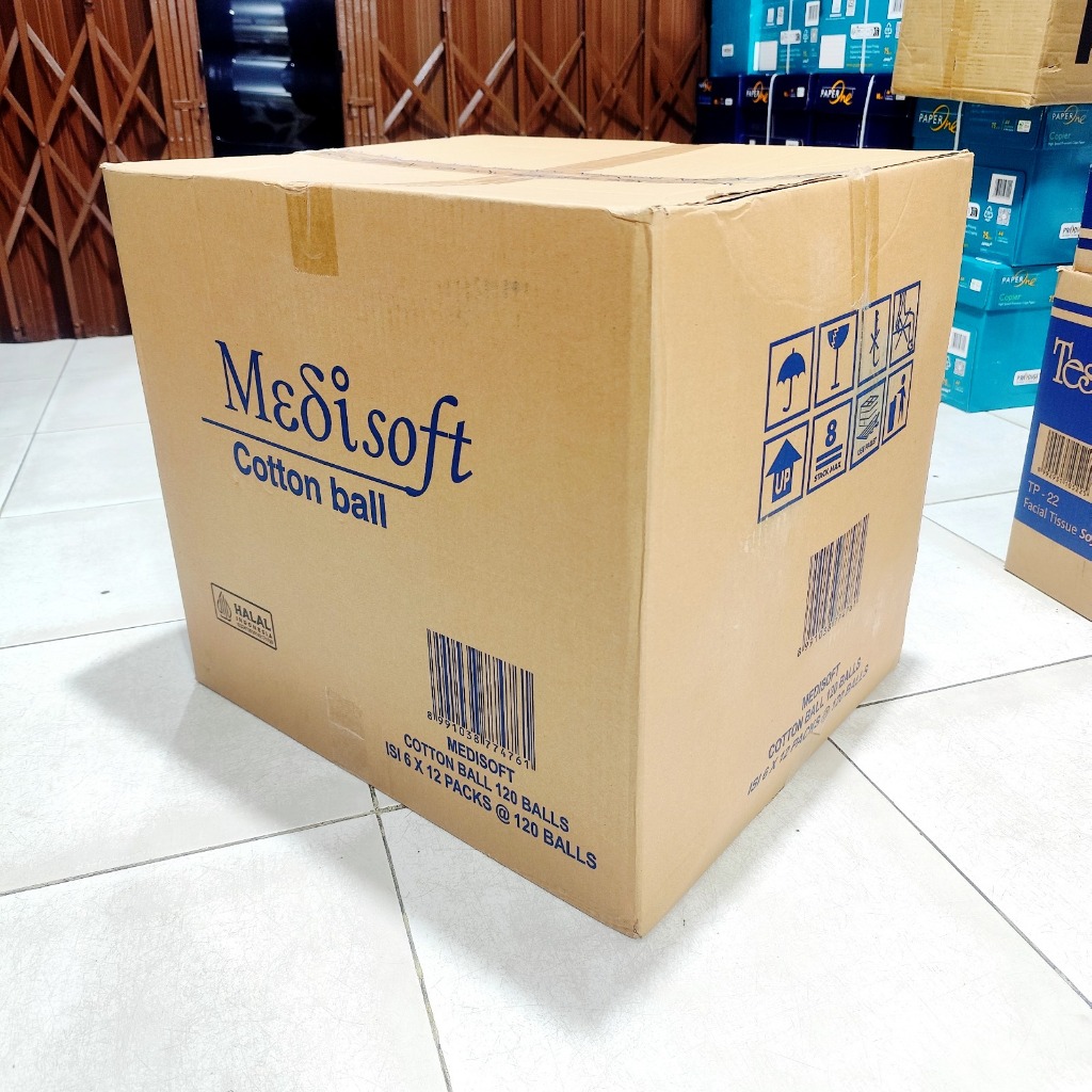 (GROSIR) Beli 6 Lusin / 1 Dus Lebih Hemat - Medisoft Cotton Ball Biru - 75 Gr (1 DUS)