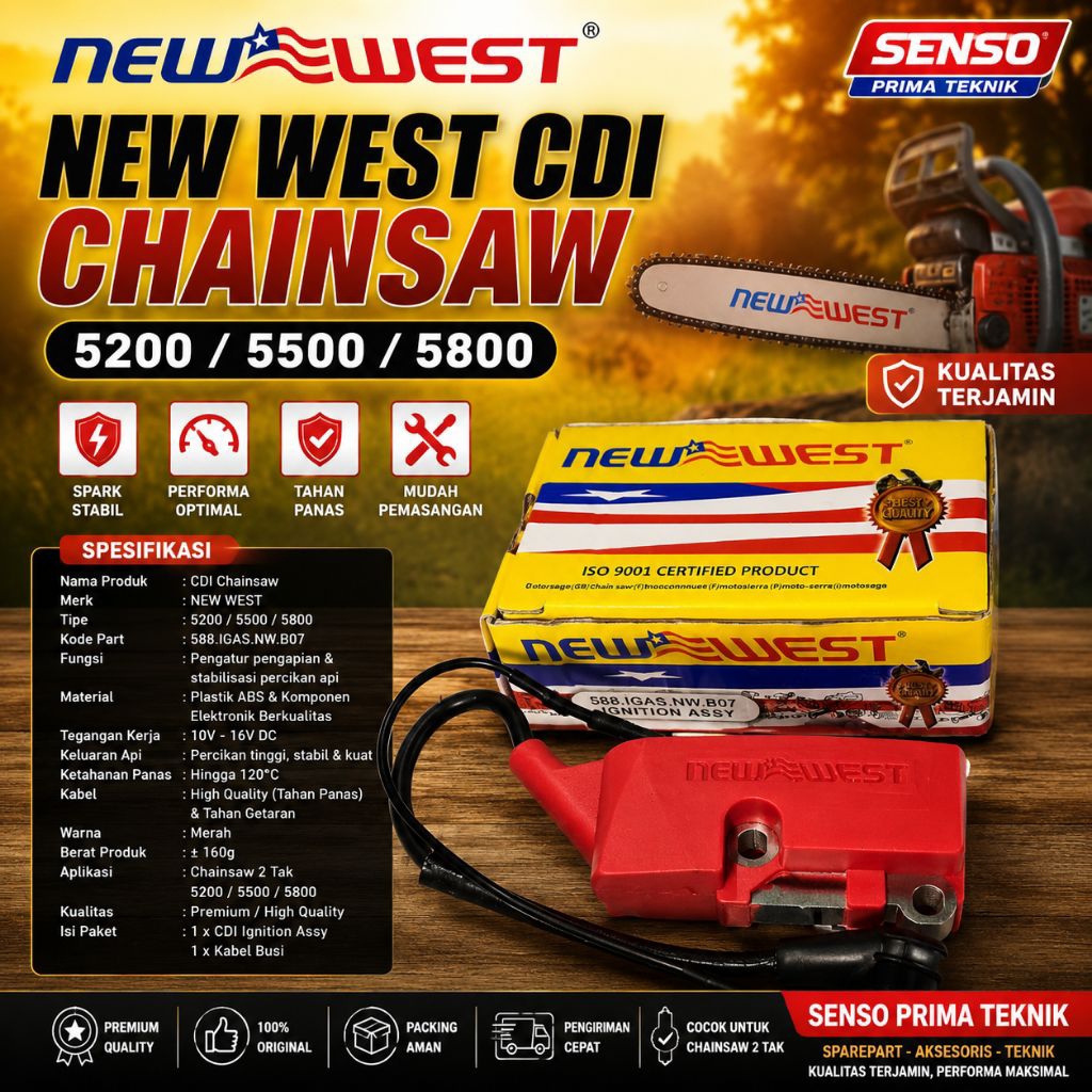 CDI NEW WEST ORIGINAL CHAINSAW MINI 5200/5500/5800 MESIN SENSO NEW WEST TIMBUL TULISAN NEW WEST