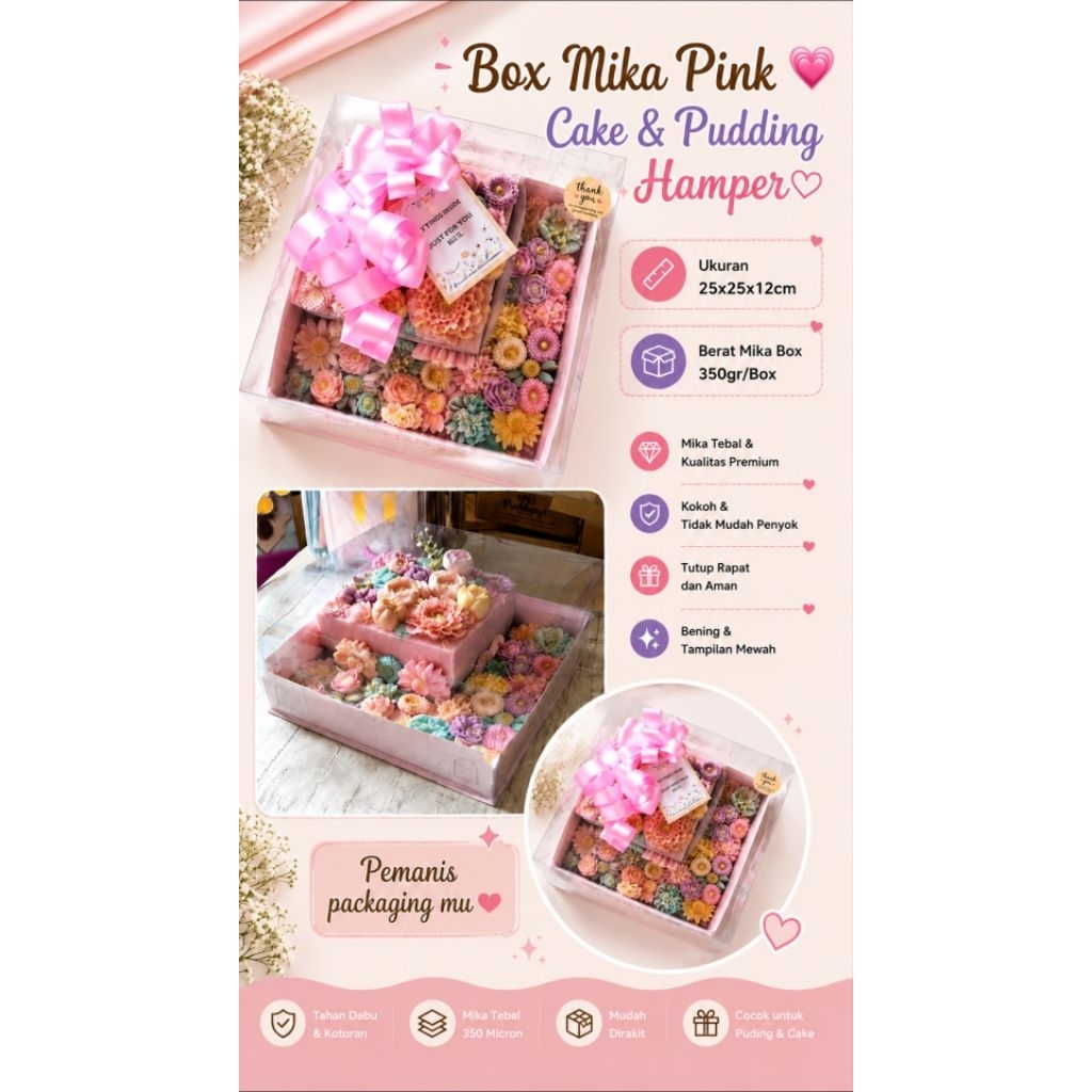 Box Mika Pink Puding & Cake 25x25x12cm