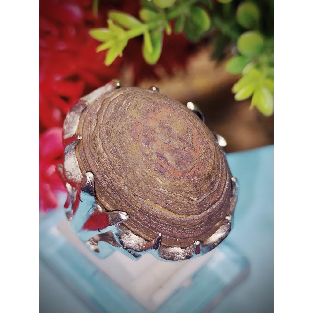 cincin batu akik puser bumi badar besi timbul antik lengket magnet