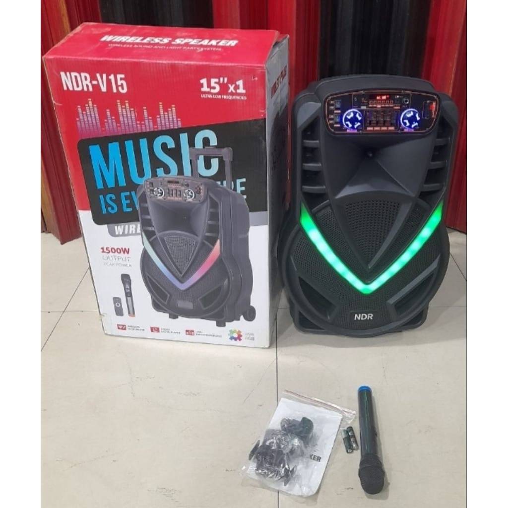Speaker  ndr v15 15 inchi Bonus  1 mic tanpa kabel