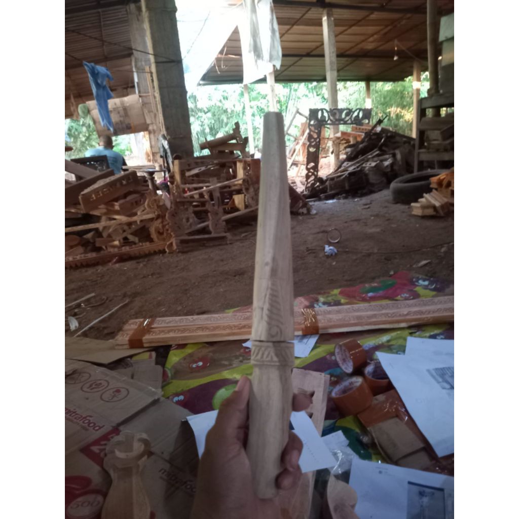 Warangka Deder Set Ukir Tumpal Mentahan Sarung Gagang Keris Kayu Sandang Walikat Murah