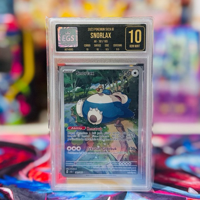 Kartu Pokemon tcg Original Snorlax AR Indo Slab Grade 10 EGS