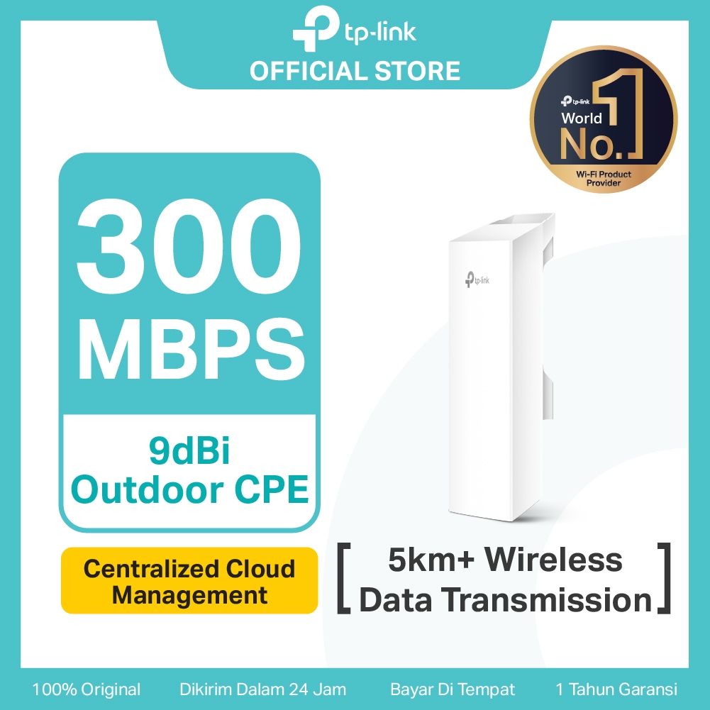 TP-Link CPE210 | 2.4GHz 300Mbps Outdoor CPE | 9dBi | Pharos | 5km Wireless | PoE | IPX5