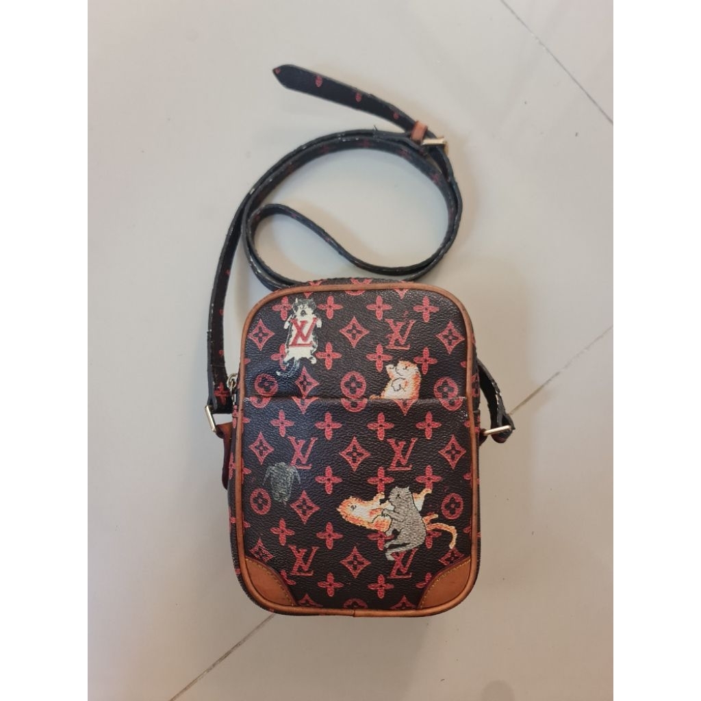 222. Sling Bag Women Wanita Louis Vuitton 2018 Limited Edition Marron/Orange Catogram Canvas Paname 