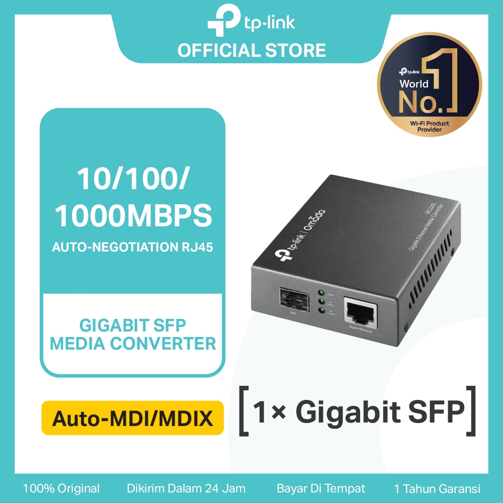 TP-Link MC220L | Gigabit SFP Media Converter | 10/100/1000 Mbps | Auto-negotiation | Auto-MDI/MDIX