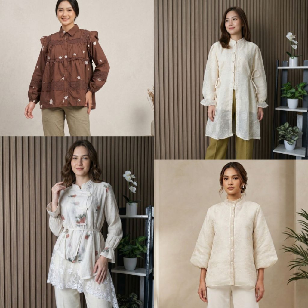 Atasan Wanita Kekinian || Blus Midi | Pakaian Wanita | Blouse Wanita | Tunik Brokat