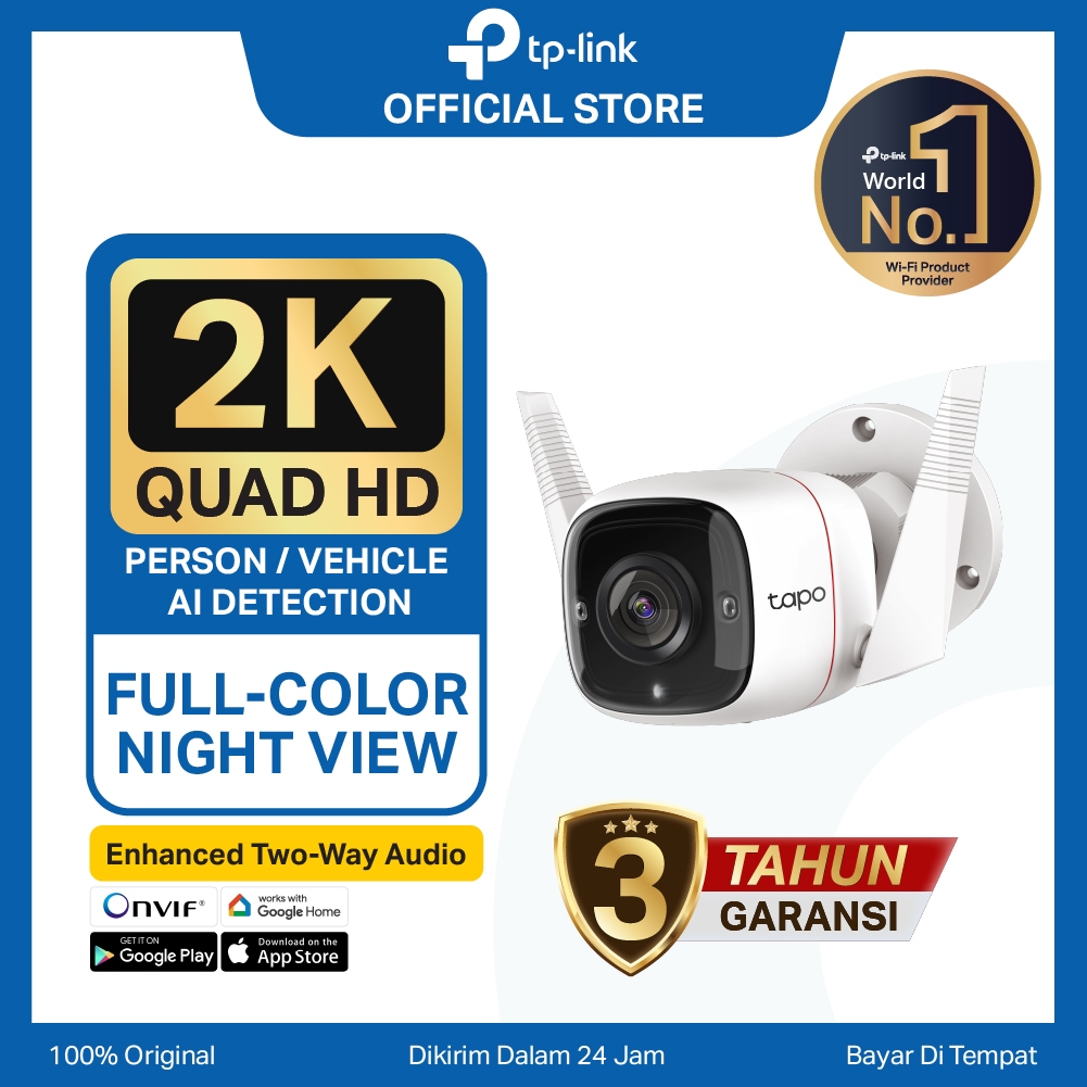 TP-Link | Tapo TC65 C320WS Outdoor WiFi Camera 2K Smart IP CCTV Full Color Night Vision Security