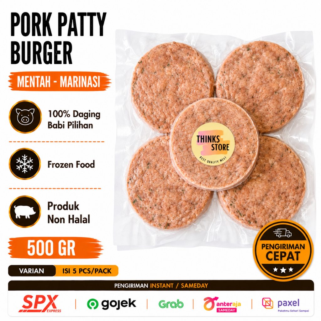 DAGING BABI PATTY - PORK PATTY BURGER PREMIUM -DAGING BURGER-PREMIUM