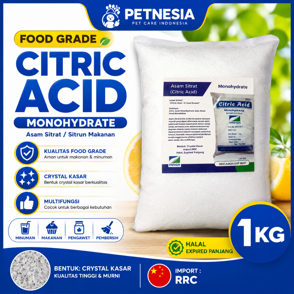 CITRIC ACID FOOD GRADE 1 KG - Sitrun Makanan - Asam Sitrat - Citric Acid Monohydrate