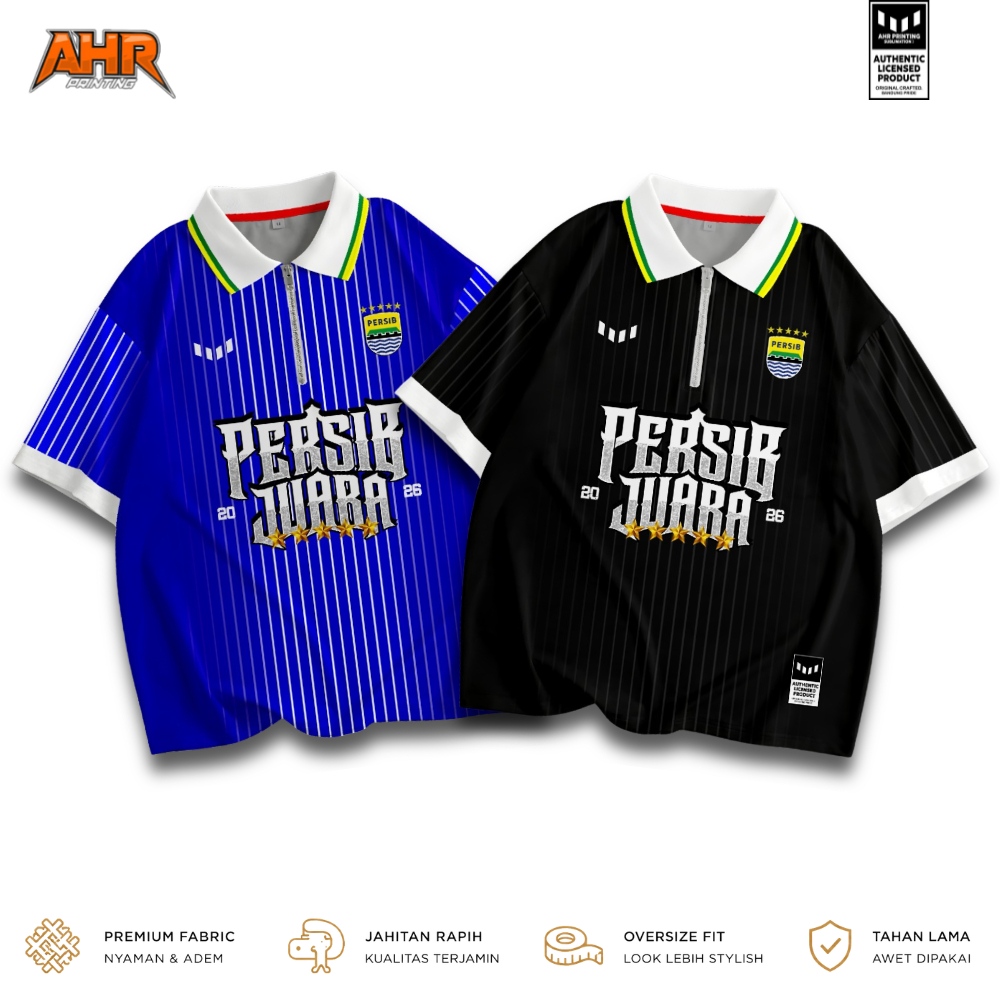 AHR Jersey Persib Bandung Oversize Retro Classic Pinstripe Zipper Full Printing Sublimasi Premium Un