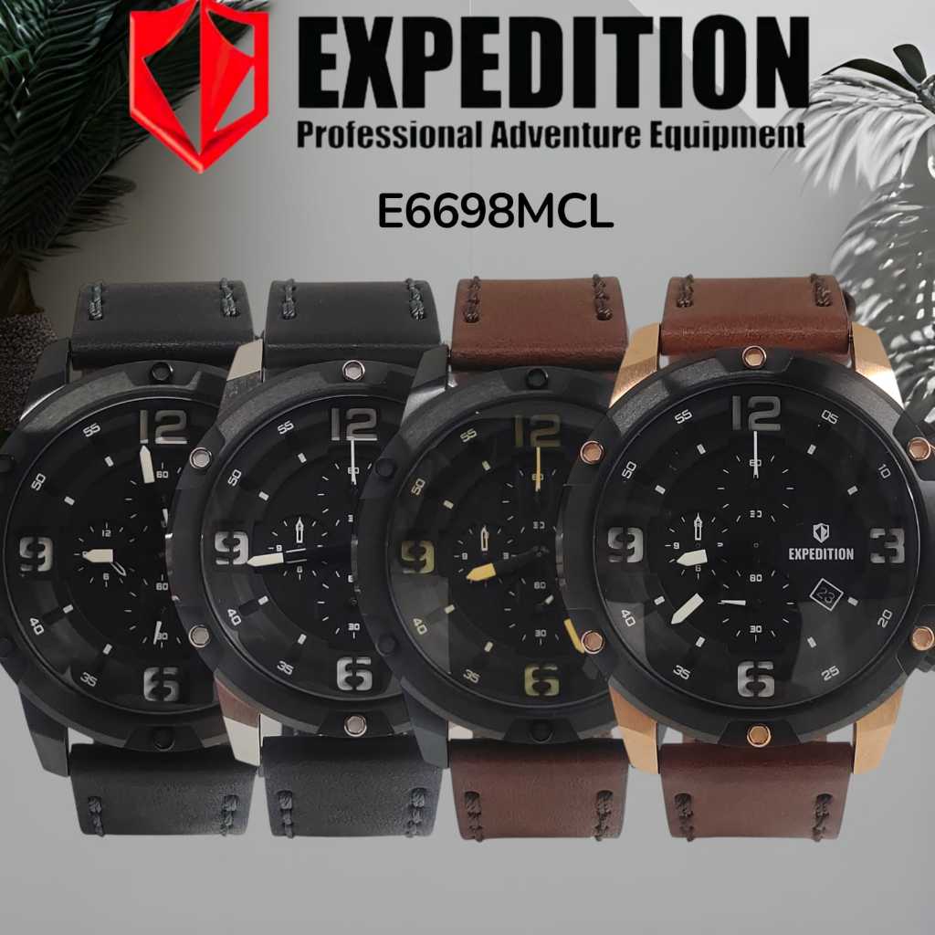 Jam Pria Expedition E6698 E 6698 KULIT Original Garansi Resmi