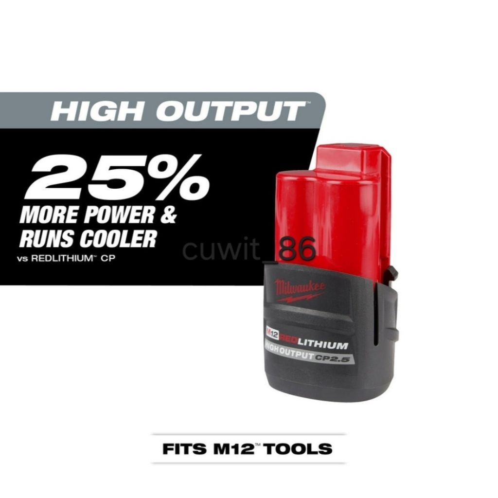 Battery Milwaukee M12 REDLITHIUM High Output CP2.5 AH