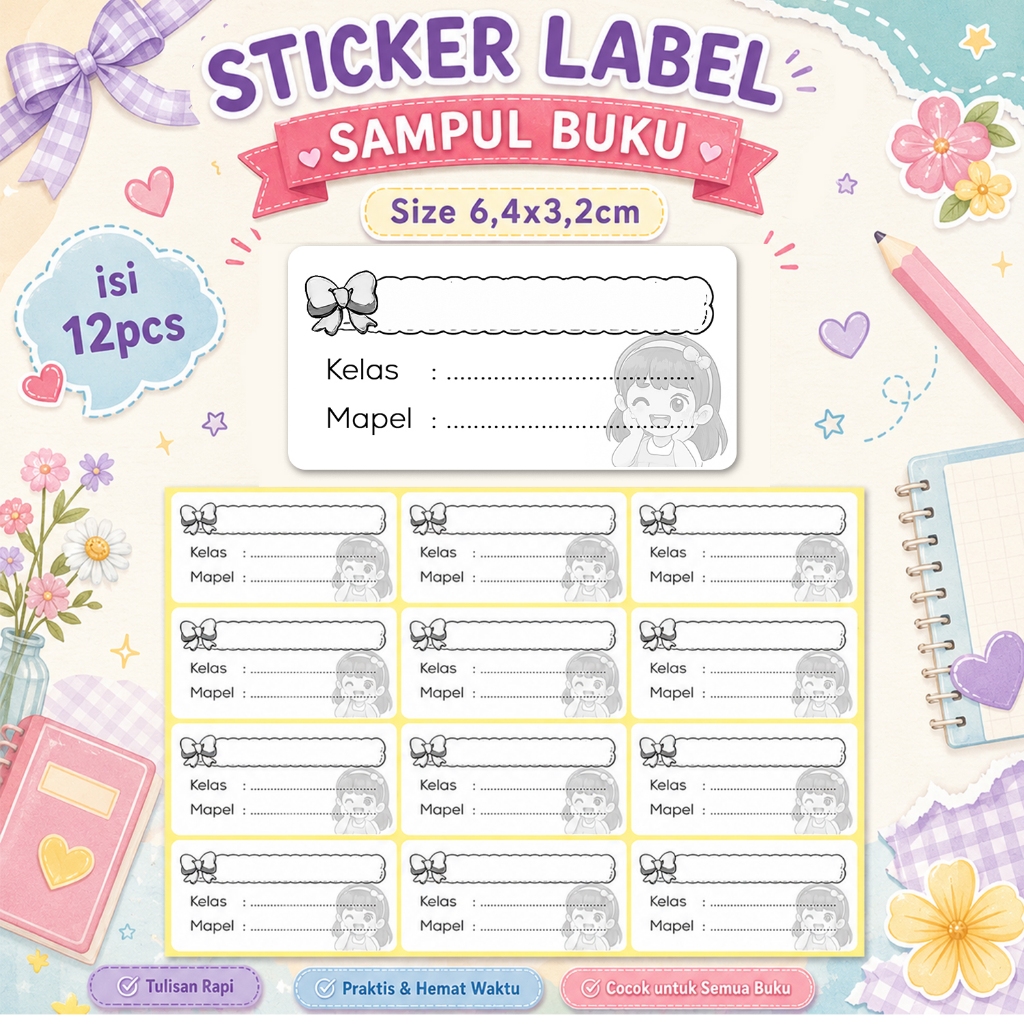 AF Stiker Label Buku Polos, Label Nama Sampul Mapel B