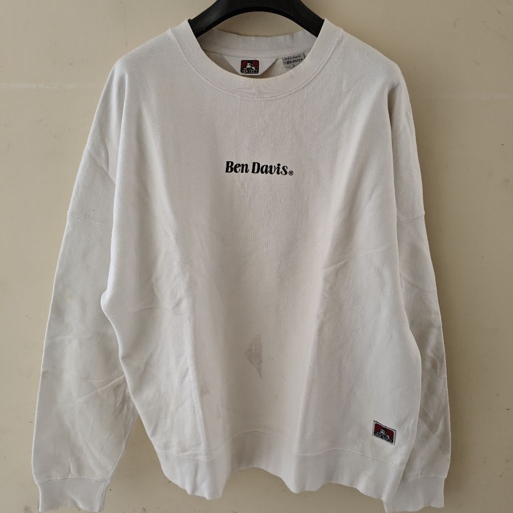 CREWNECK JACKET BIG LOGO BACKKIT BY BEN DAVIS FULL BROKEN WHITE