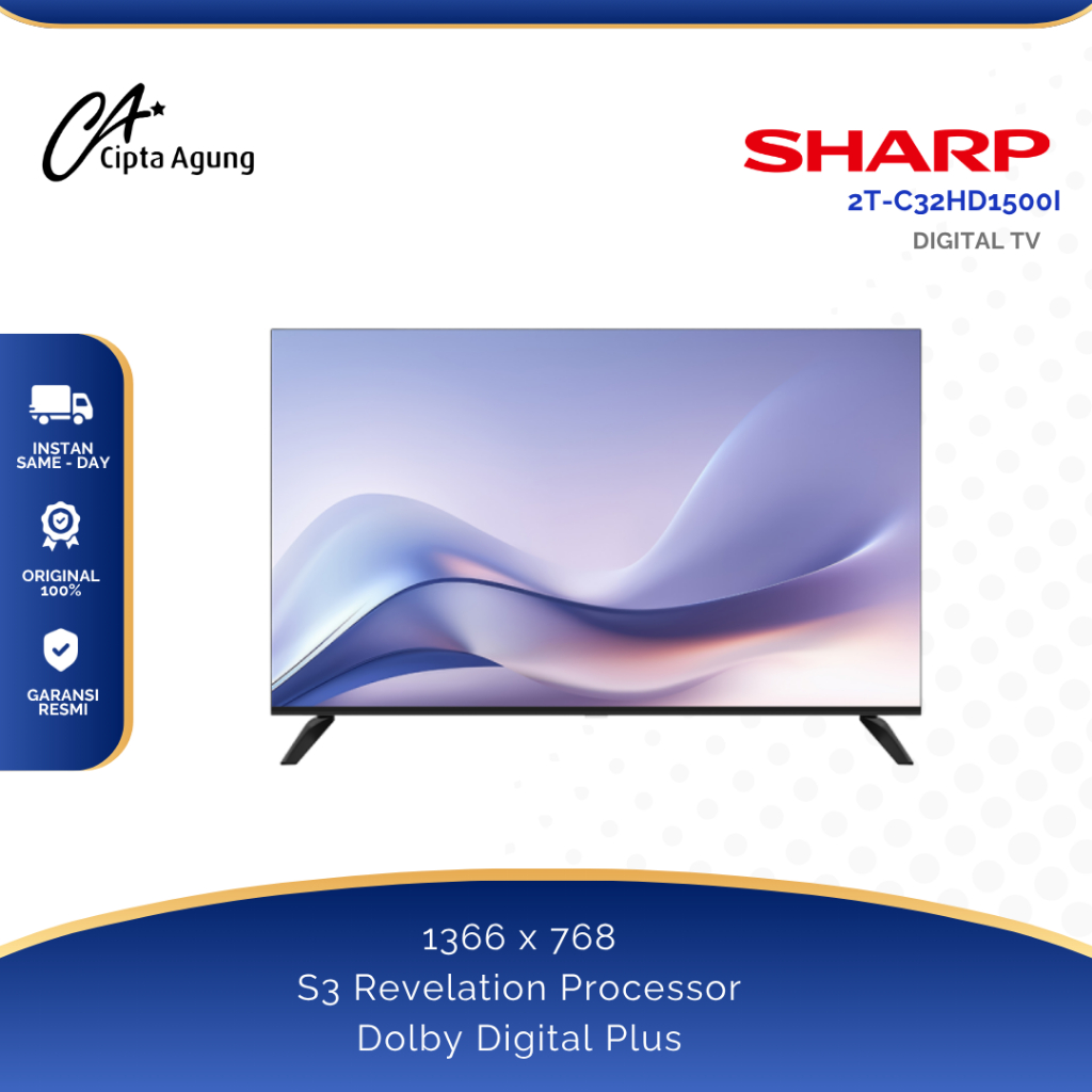 SHARP TV 32 INCH LED DIGITAL TV 2TC-32HD1500I 1500 I  2TC 32HD1500I HD1500I 32HD1500 GARANSI RESMI