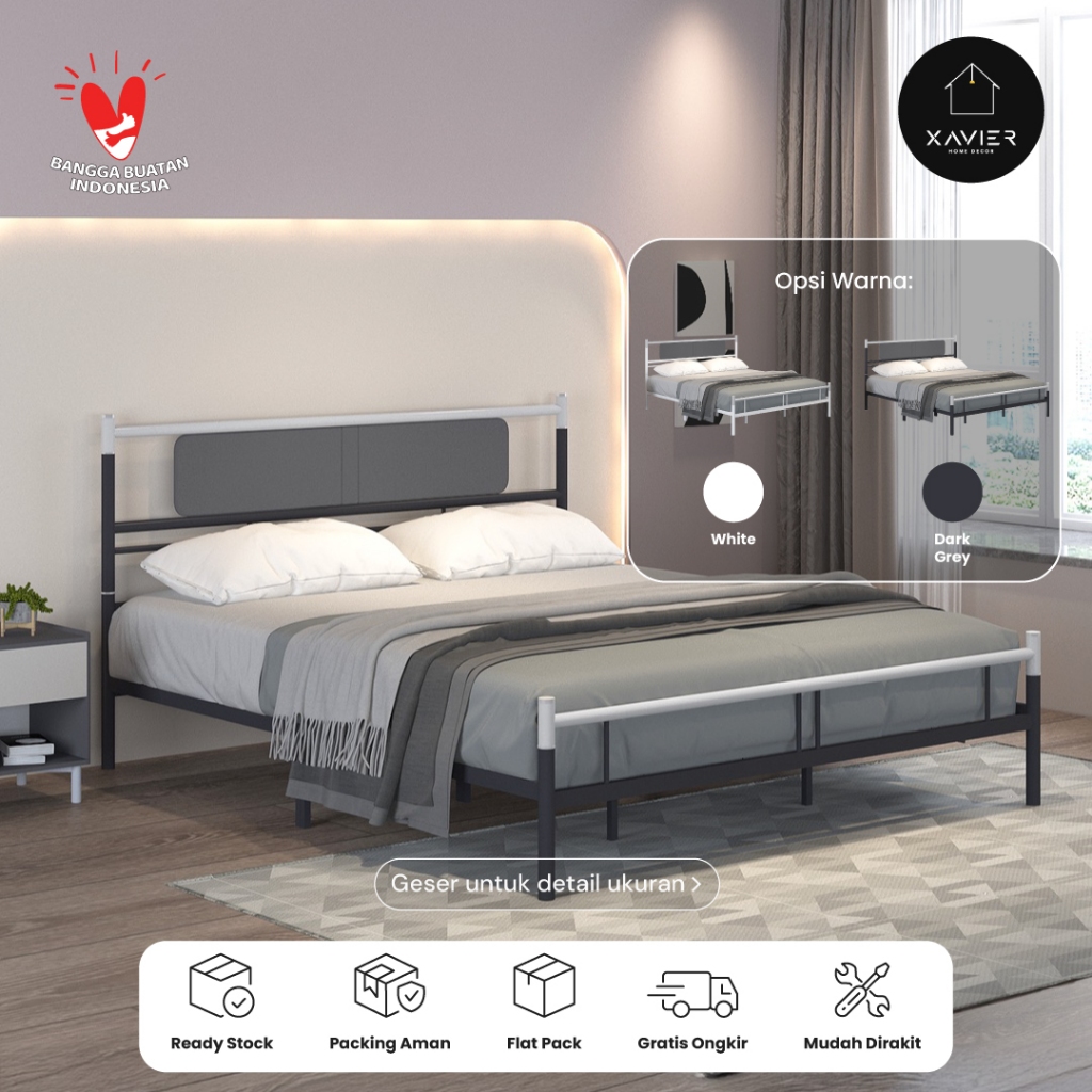 Xavier Home Decor | Dipan KENAN - Ranjang Besi Minimalis 160x200