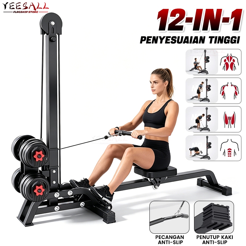 Multifunctional Foldable Rowing Machine Rowing Machine 2-in-1 High Pull Down Home Gym Functional Tra