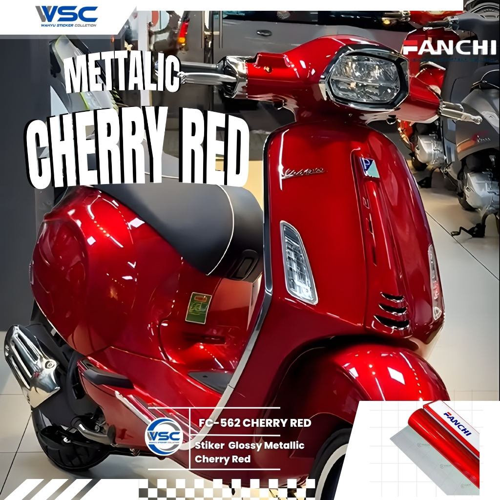 Stiker Skotlet Merah Cherry Metalik Cherry Red Candy Metallic Glossy Fanchi Premium Wrapping Motor M