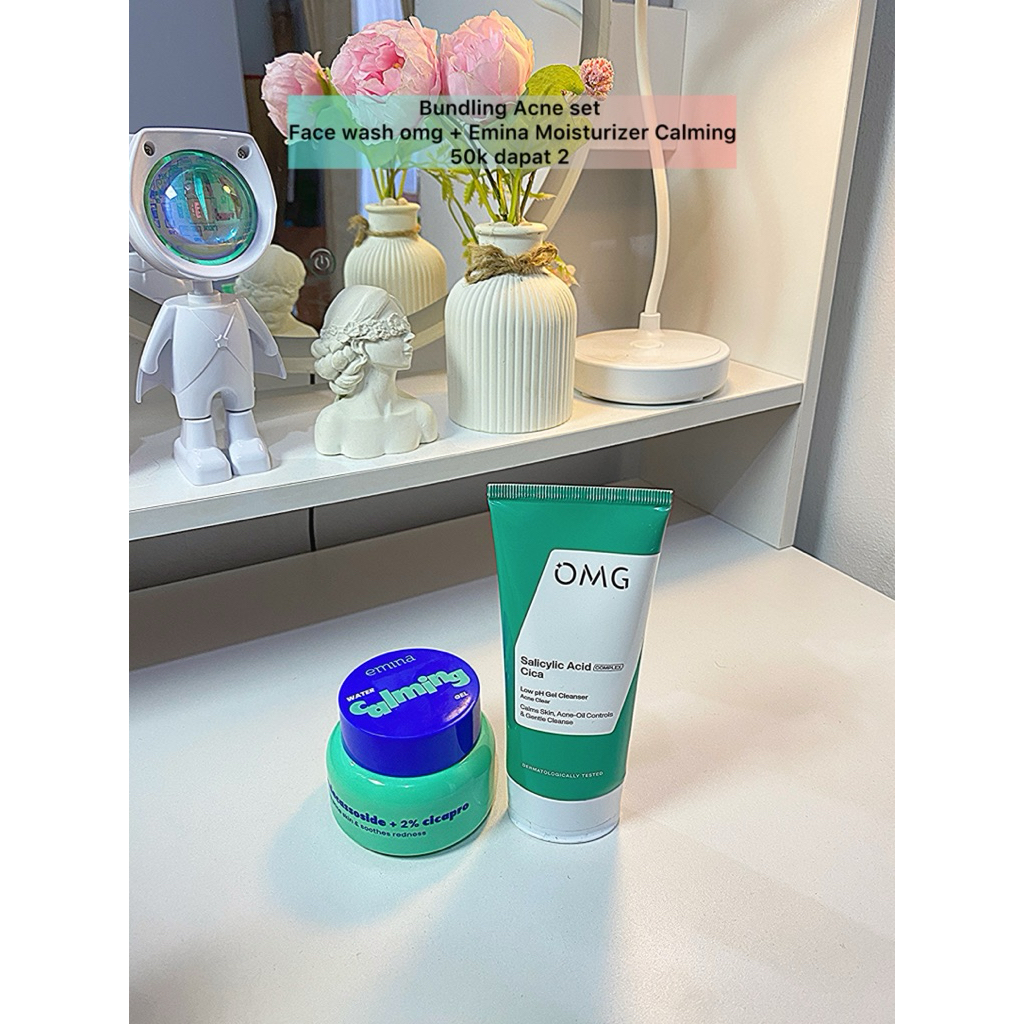 Bundling acne set face wash omg + moisturizer emina calming.