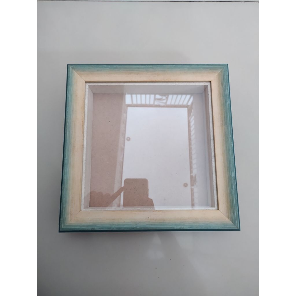 Pigura Frame Kayu 3D 20cmx20cm Rustic Hijau/Pigura Scrapbook/Frame Mahar
