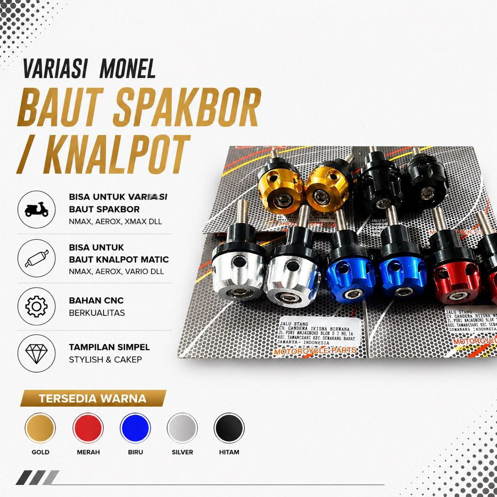 Monel Baut Variasi Knalpot Nmax Aerox Pcx Vario Beat Mio Vixion R15