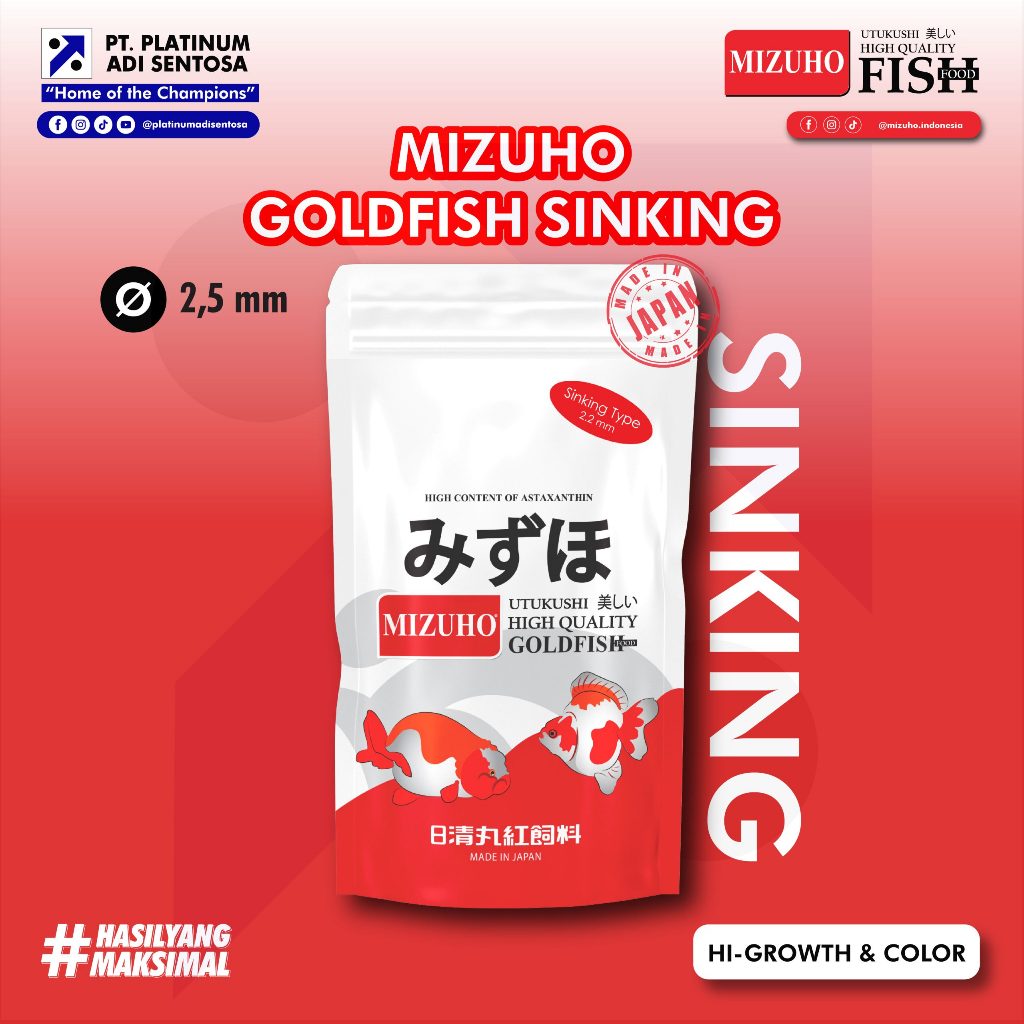 Pelet Mizuho Goldfish Sinking dan Floating 100Gram Pelet Koi Pelet Koki