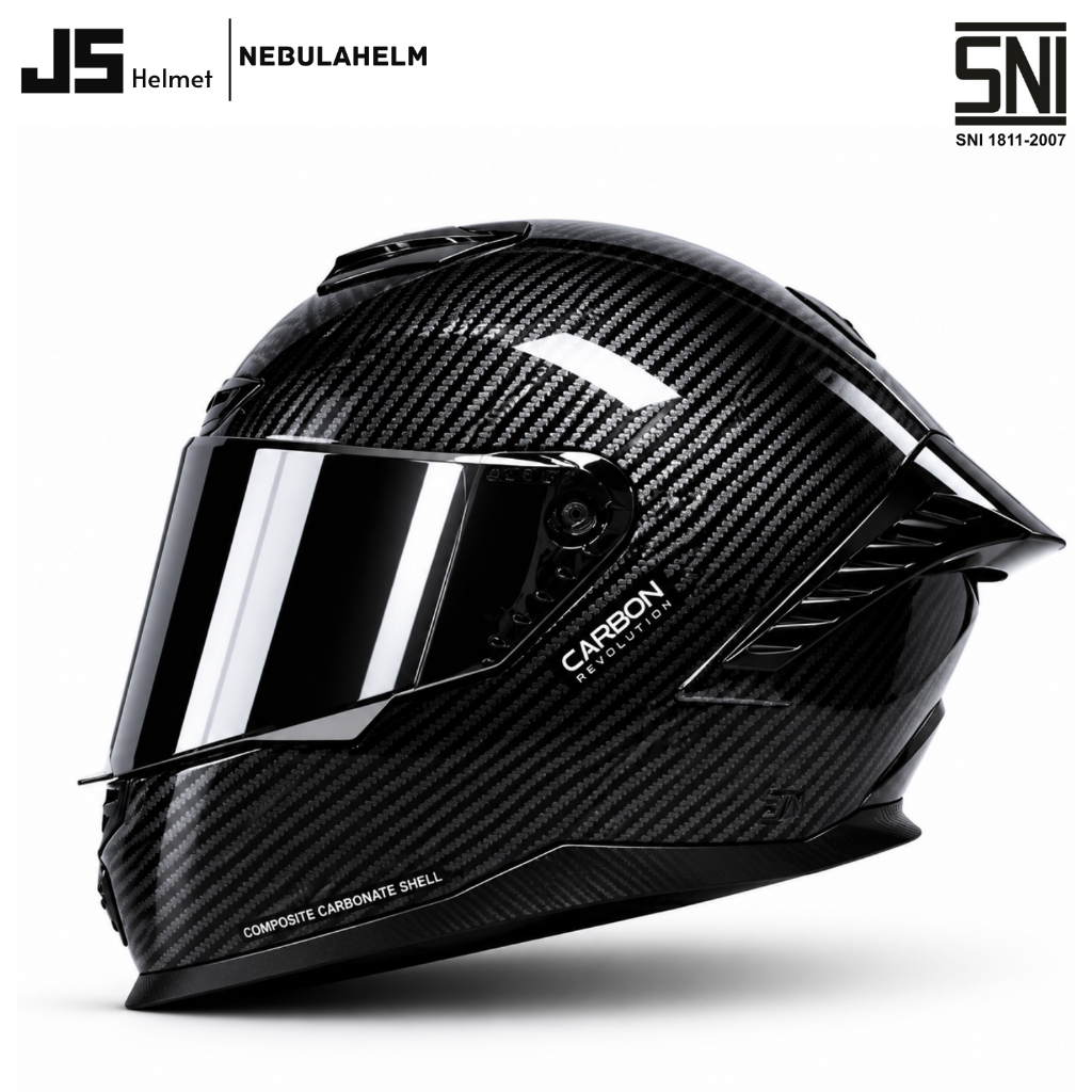 Helm Full Face JS CARBON /Helm Sport/Helm Pria/Helm Wanita/Helm Carbon/ Sticker Helm