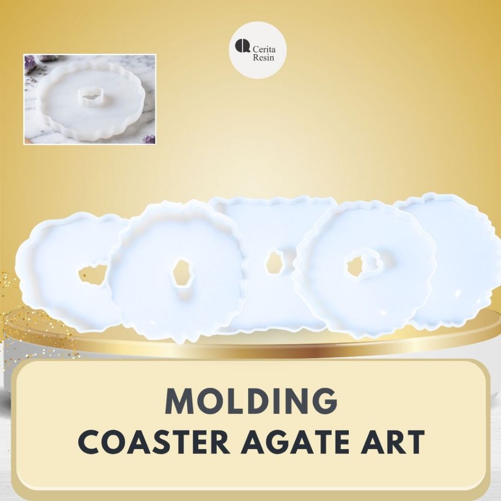 Cerita Resin - Molding Cetakan Silikone Resin Coaster Agate Art