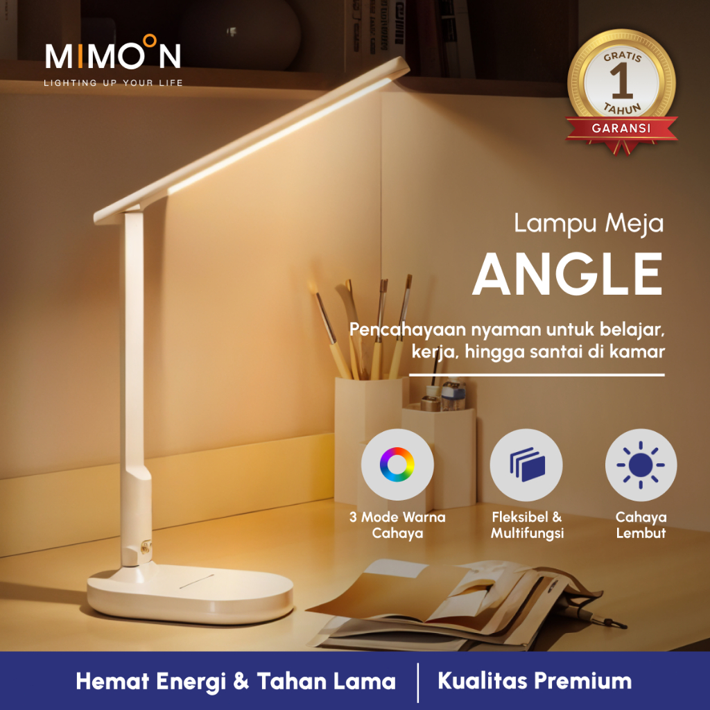 MIMOON Lampu Belajar Anak Lampu Belajar Portable Charger Led Lampu Baca Lampu Meja Anti Silau