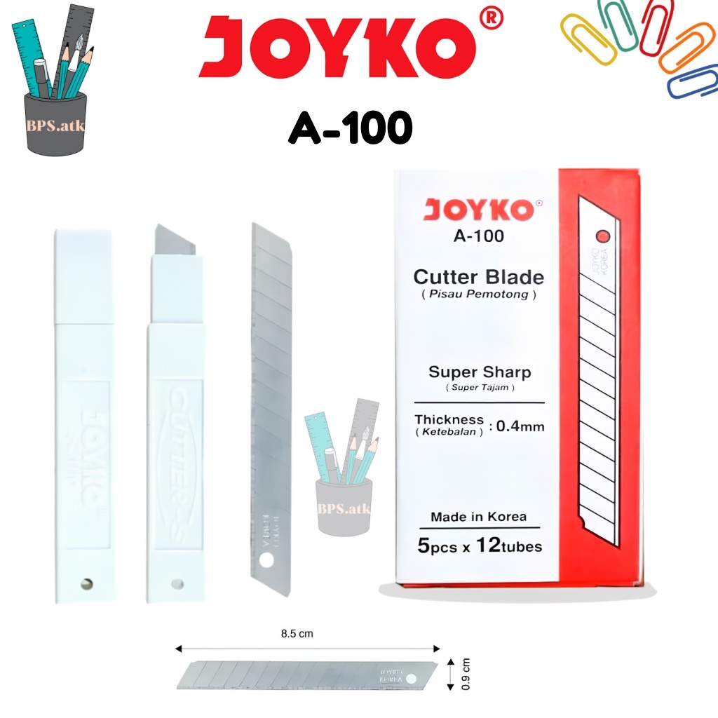 Isi Cutter JOYKO A-100 9mm Cutter Blade Refill Pisau Cutter Tajam Made in Korea