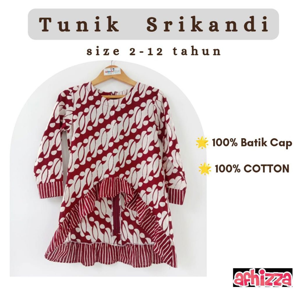 Tunik Batik Anak Srikandi Casual Trendy Nyaman Adem Fashion Kekinian Cewek Motif Etnik Elegant Simpl