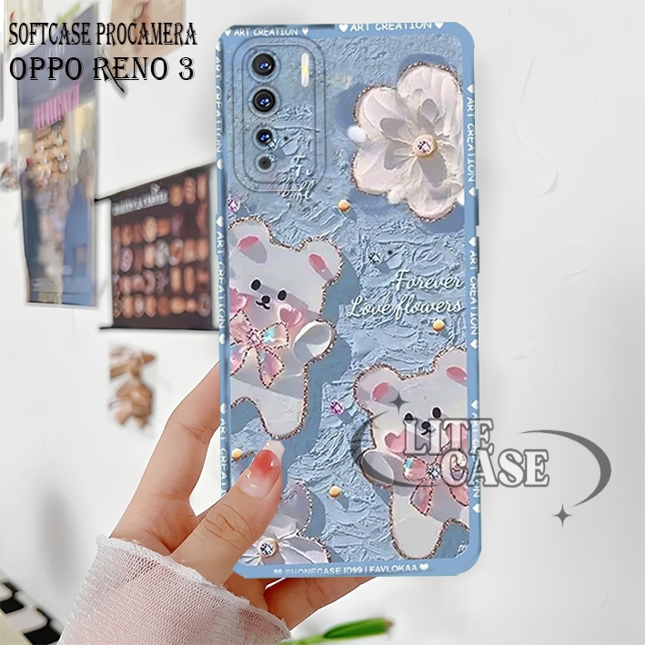 Case Oppo Reno 3 4G - Oppo A91 Case Lentur Motif bear Cute Fashion Case Aesthetic