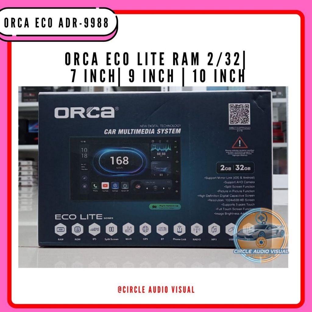 HEAD UNIT ANDROID ORCA ADR 9988 ECO LITE 7,9,10 INCH RAM 2/32