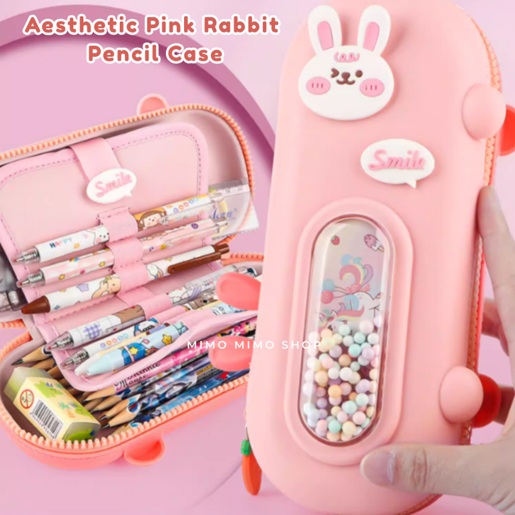 MIMO Kotak Pensil Kelinci Aesthetic 4 Lapis Tempat Pensil Kelinci EVA 3D Anti Air