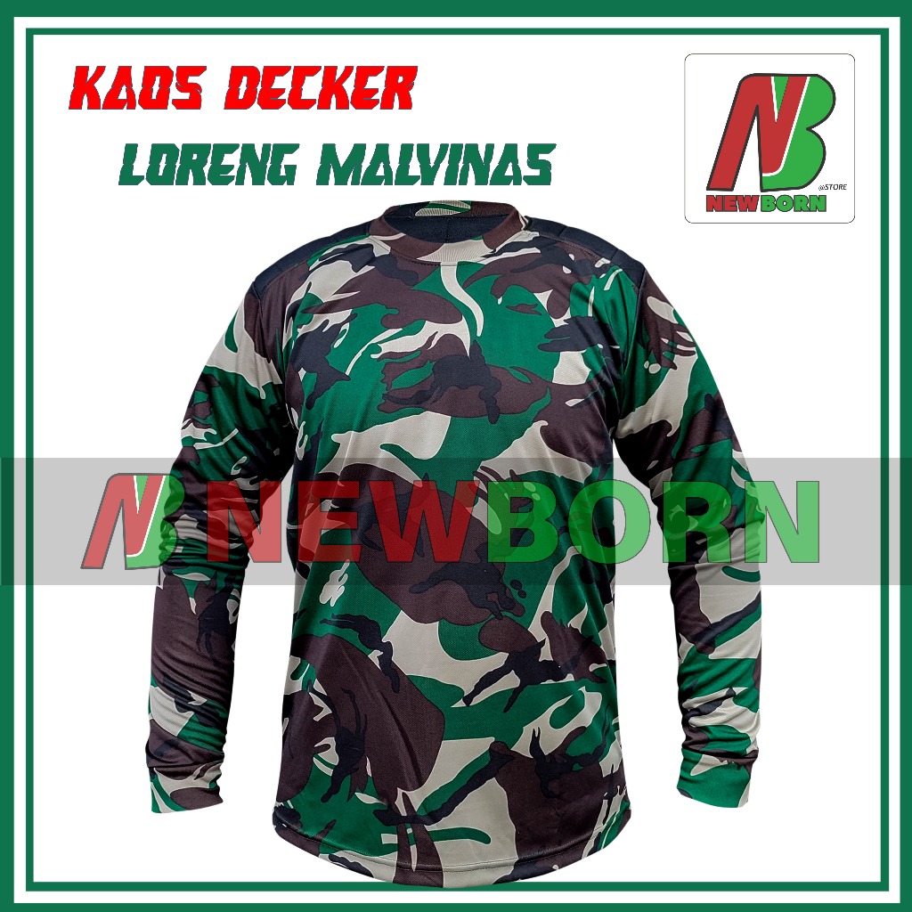 Kaos Baju Decker Deker Lengan Panjang Loreng Malvinas Full Dryfit Printing Tebal