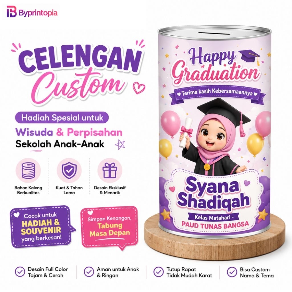 Celengan Custom Kelulusan Anak | Hadiah Wisuda PAUD, TK, SD yang Berkesan
