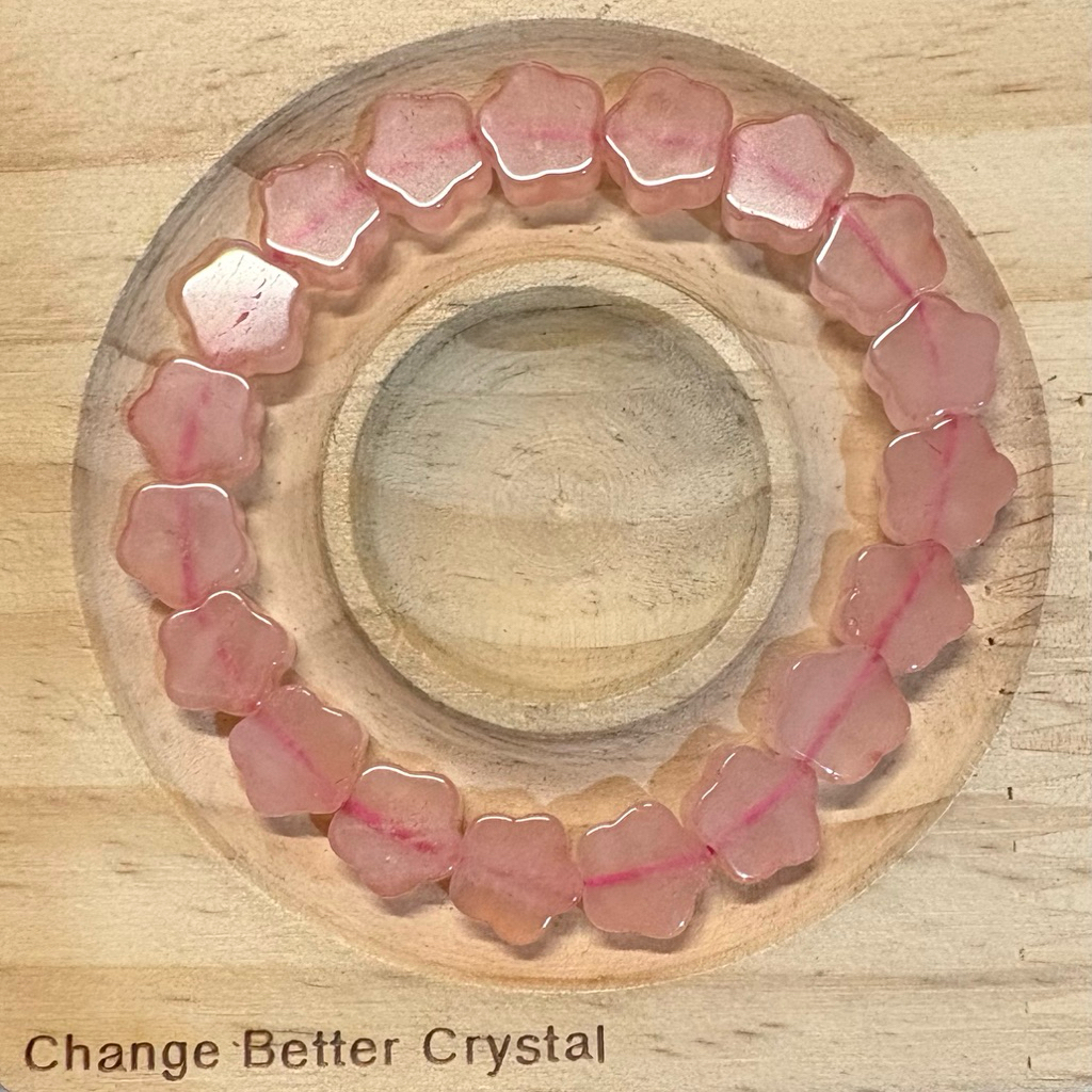 Gelang Batu Alam Natural Rose Quartz Cut Star HQ