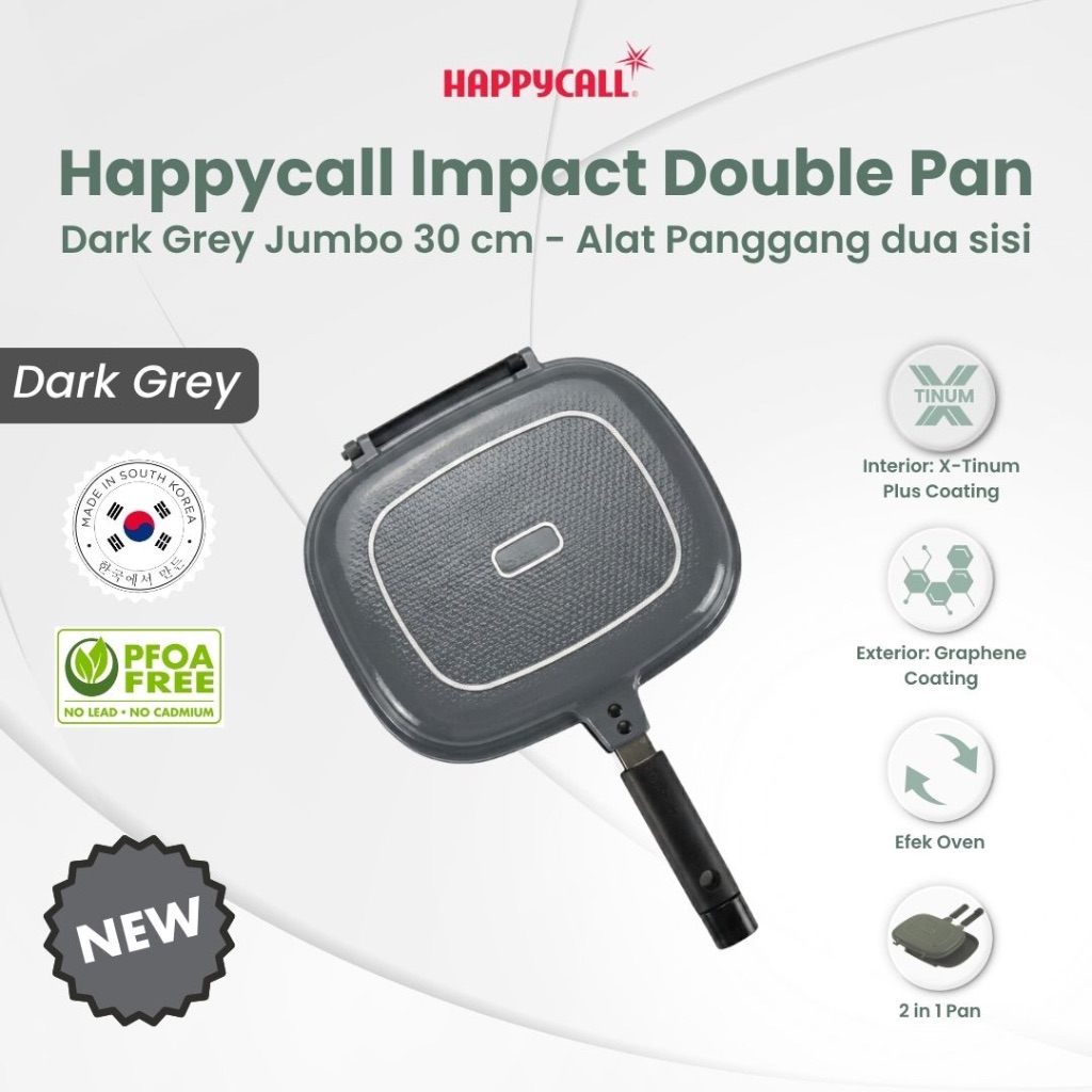 [New Edition] Happycall Double Pan Impact Jumbo 30 cm Dark Grey