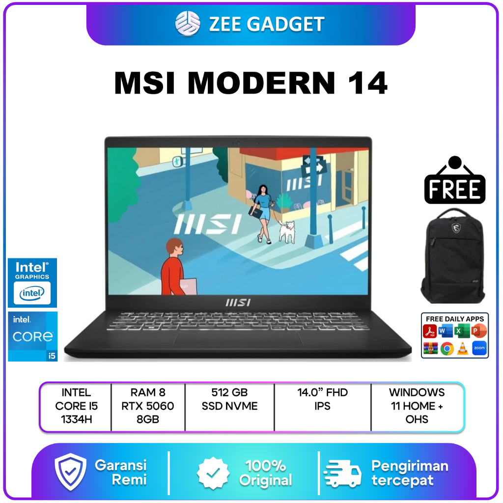 MSI MODERN 14 I5 1334 8GB 512GB W11 14.0FHD BLIT