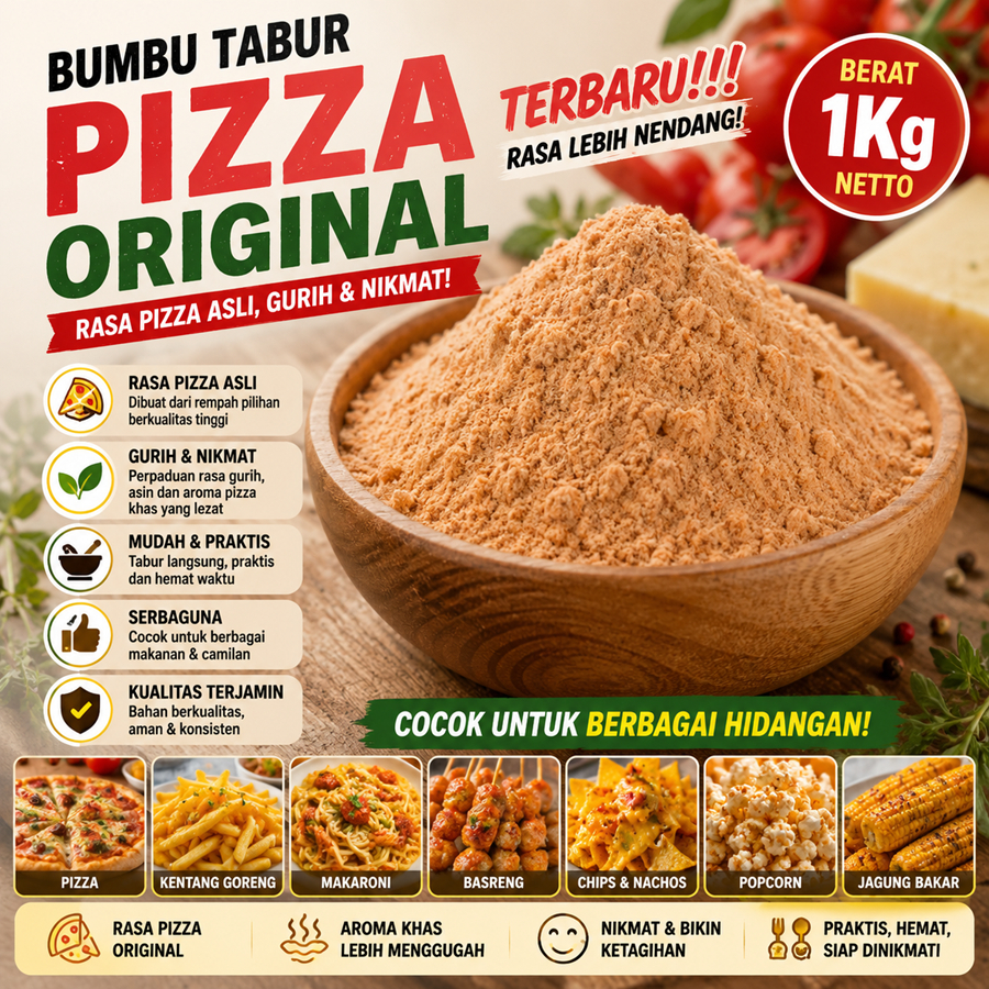 Bumbu Tabur Rasa Pizza Original 1Kg Jual Bubuk Tabur Aneka Rasa Pizza Original Kiloan Kebutuhan Mema