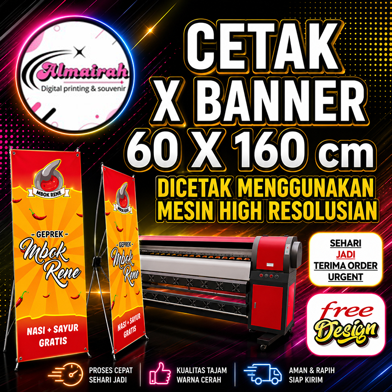 [FREE DESAIN] Paket X Banner Spanduk Berdiri Murah (include tiang/Rangka) MURAH