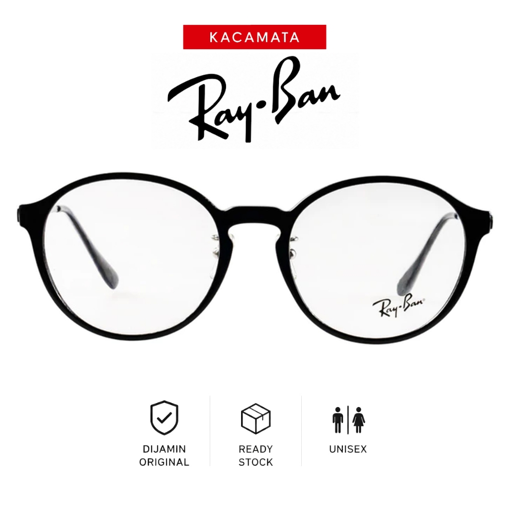 RAYBAN Frame Kacamata Round Pria Wanita Ori Unisex Plus MinusRB7178D-C5751-F-S.BK