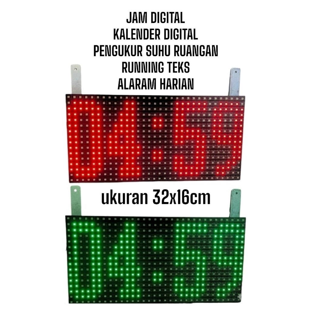 Jam digital jam waktu sholat kalender ( alarm - tanggal - bulan - hari - tahun - running teks )