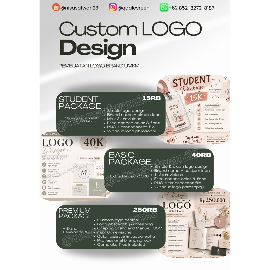 Jasa Desain Logo Estetik | Custom Logo Brand UMKM, Olshop, Skincare, Fashion & Cafe